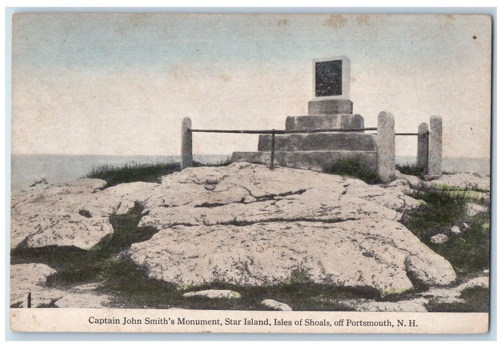 c1920 Captain John Smith's Monument Star Island Shoals Portsmouth NH Postcard