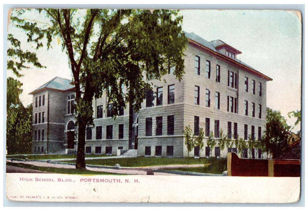 1913 High School Building Campus Dirt Road Portsmouth New Hampshire NH Postcard