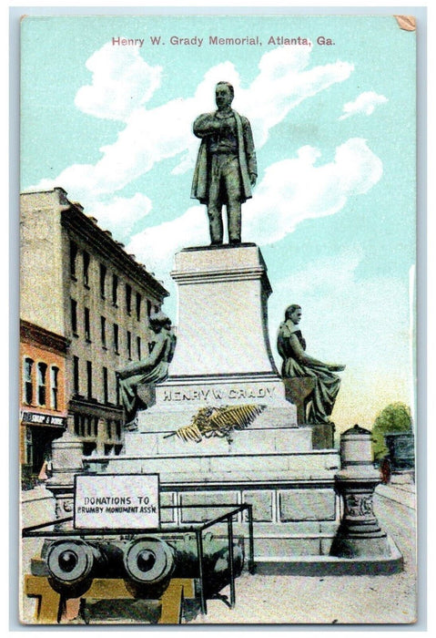 c1910's View Of Henry W. Grady Memorial Atlanta Georgia GA Antique Postcard
