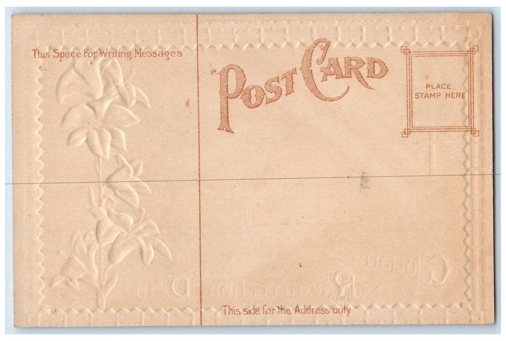 c1910's Easter Resurrection Day Holy Cross Rainbow Lily Flowers Antique Postcard