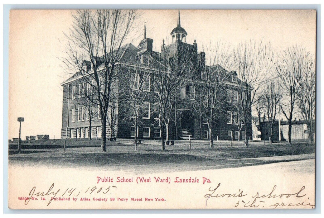 c1905 Public School Building West Ward Lansdale Pennsylvania PA Antique Postcard