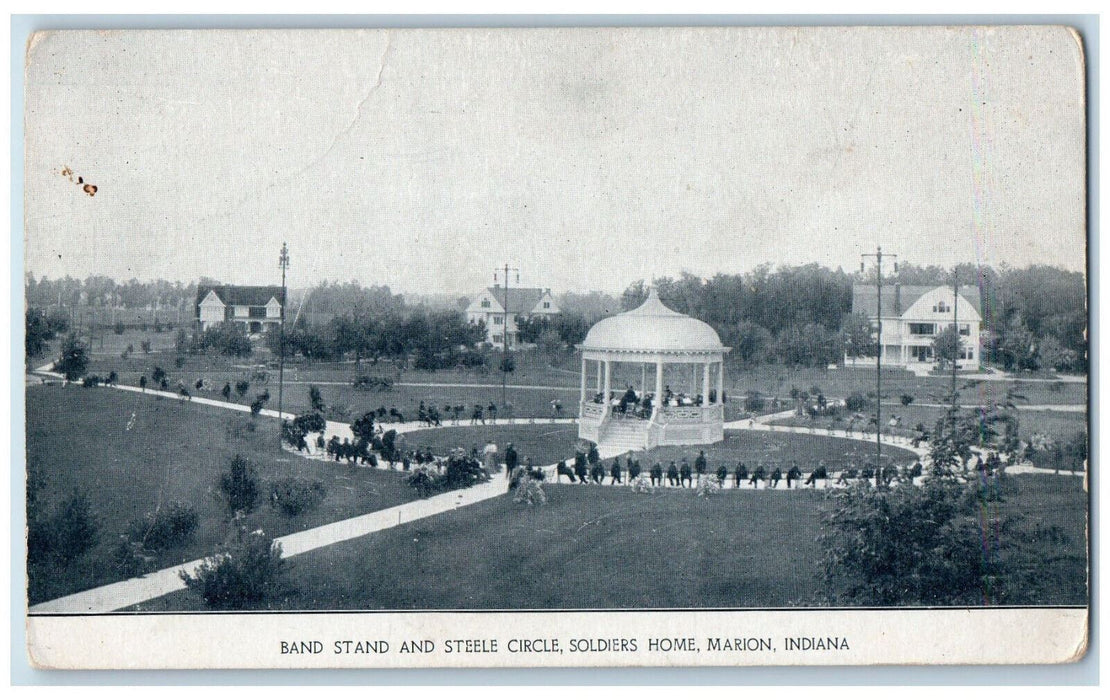 c1910 Band Stand and Steele Circle Soldiers Home Indiana IN Antique Postcard
