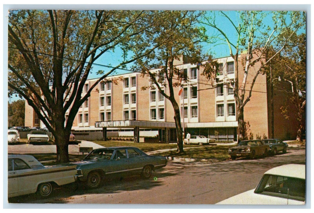 c1950's Nan Travis Memorial Hospital Classic Cars Jacksonville Texas TX Postcard