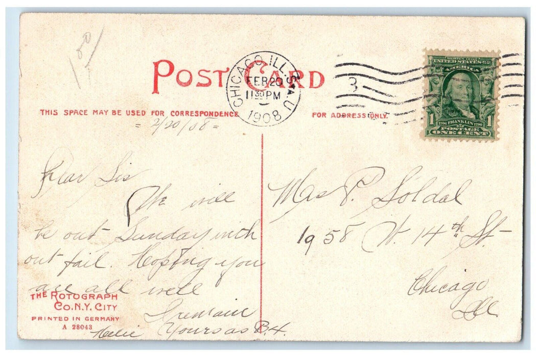 1908 Abraham Lincoln Statue Chicago Illinois IL Rotograph Antique Postcard