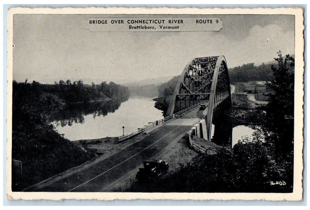 c1930's View Of Bridge Over Connecticut River Brattleboro Vermont VT Postcard