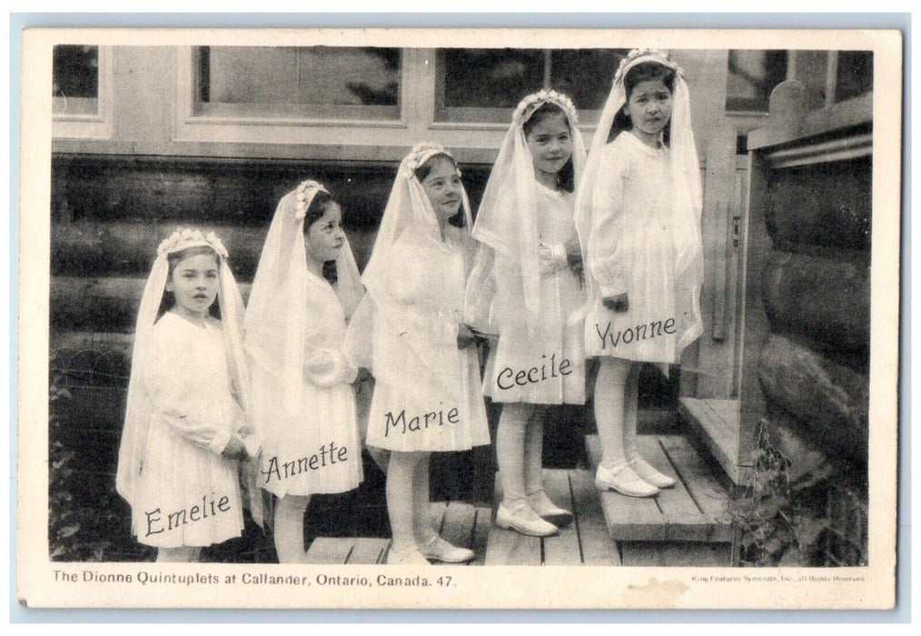 1947 The Dionne Quintuplets Callander Ontario Canada, Girls At Stairs Postcard