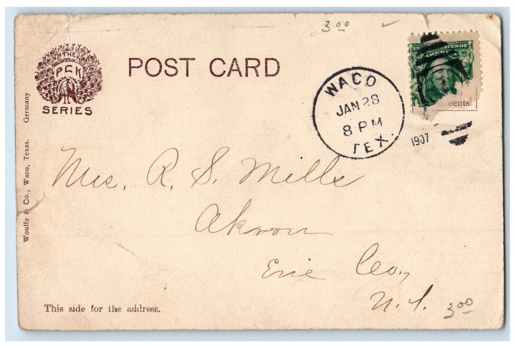 1907 The Auditorium Building Street View Waco Texas TX Posted Antique Postcard