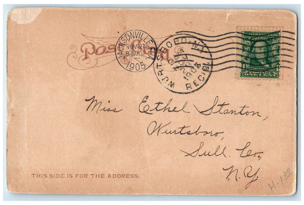 1905 Elk Building Jacksonville Florida FL Wurtsboro NJ Antique Postcard