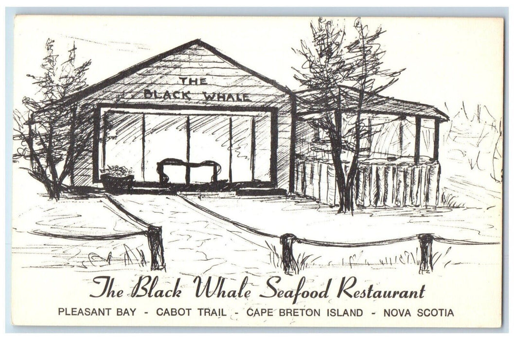 c1910's The Black Whale Seafood Restaurant Nova Scotia Canada, Sketch Postcard