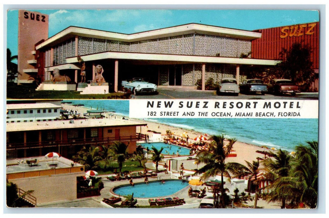 1960 Multiview New Suez Resort Motel Miami Beach Florida FL Postcard