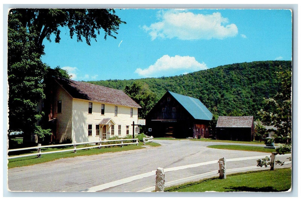 View Of Wilder Farm House And Barn Plymouth Notch Vermont VT Vintage Postcard