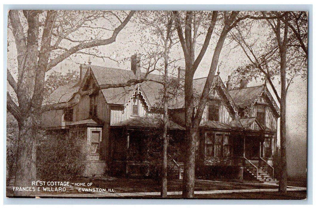 c1910's Rest Cottage Home Of Frances E. Willard Evanston IL Antique Postcard