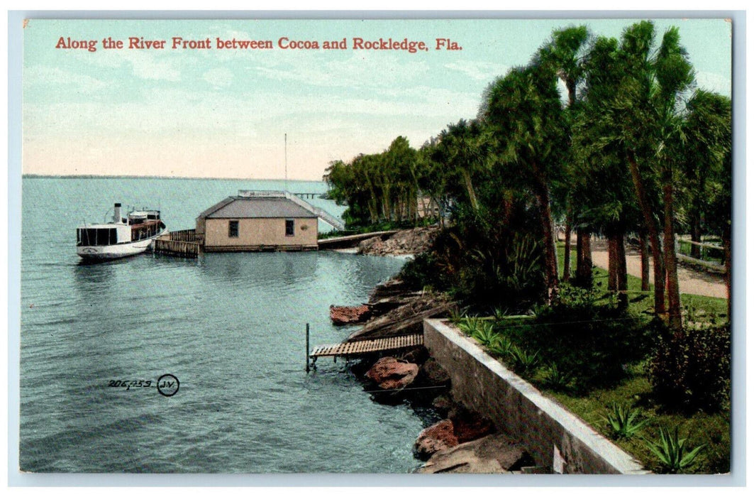 c1910 Along The River Front Between Cocoa and Rockledge Florida FL Postcard