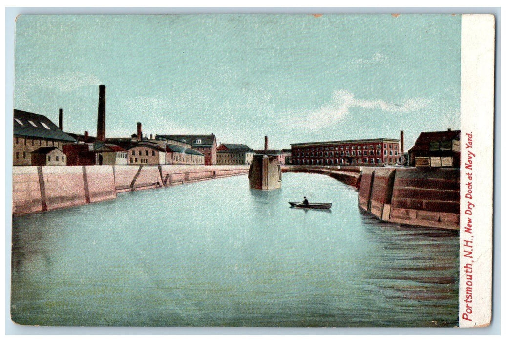 1906 New Dry Dock Navy Yard War Ship Boat Portsmouth New Hampshire NH Postcard