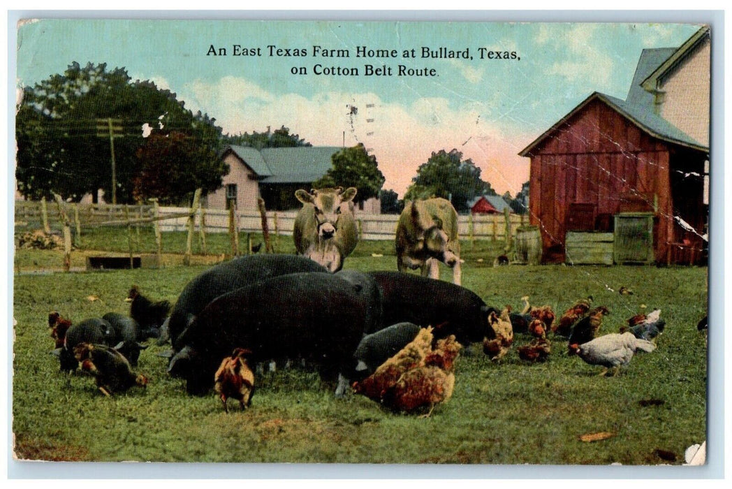 1916 East Texas Farm Home Of Bullard TX, On Cotton Belt Route Antique Postcard