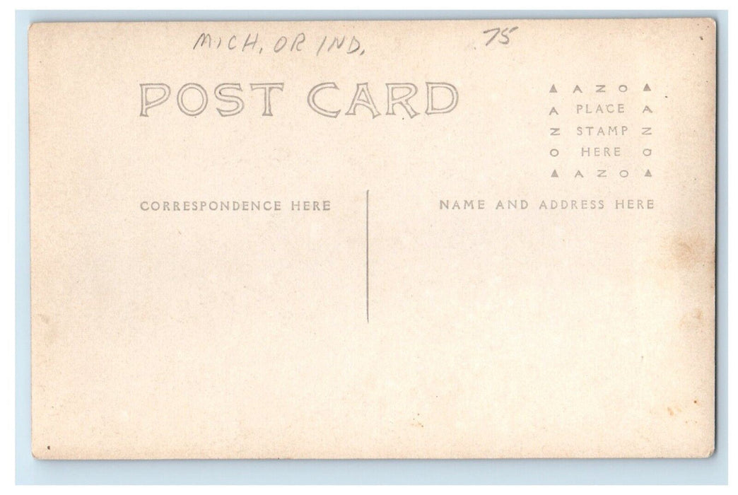 c1910's Lake Shore Railroad Track Flooding Water RPPC MI IN Photo Postcard
