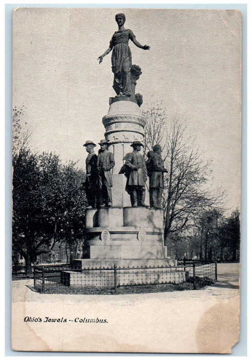 c1940's Ohio's Jewels Monument Columbus Ohio OH Unposted Vintage Postcard