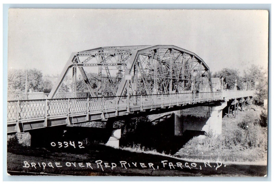 c1940's Bridge Over Red River Fargo North Dakota ND Vintage RPPC Photo Postcard