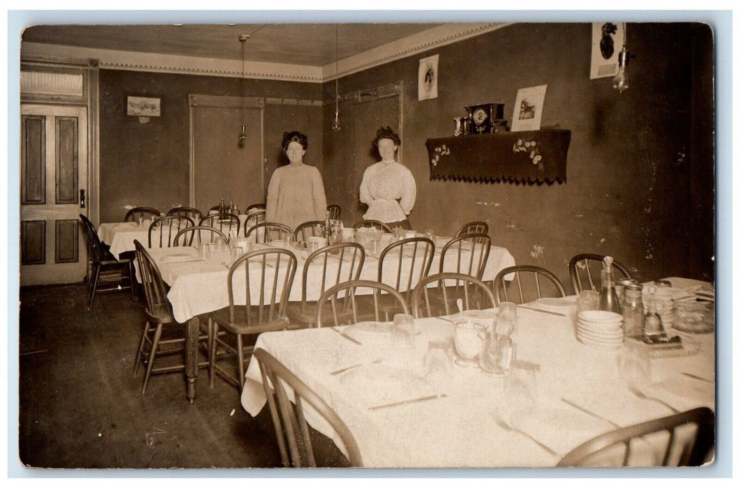 1909 Restaurant Interior Pleasant Lake North Dakota ND RPPC Photo Postcard