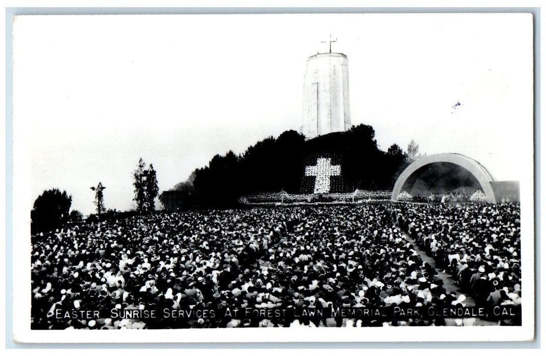 c1940's Easter Sunrise Services At Forest Lawn Memorial Park RPPC Photo Postcard