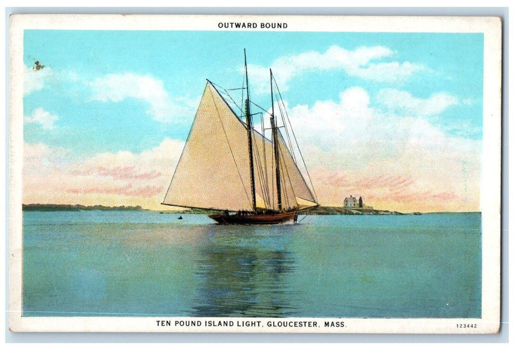 c1940 Outward Bound Ten Pound Island Light Gloucester Massachusetts MA Postcard