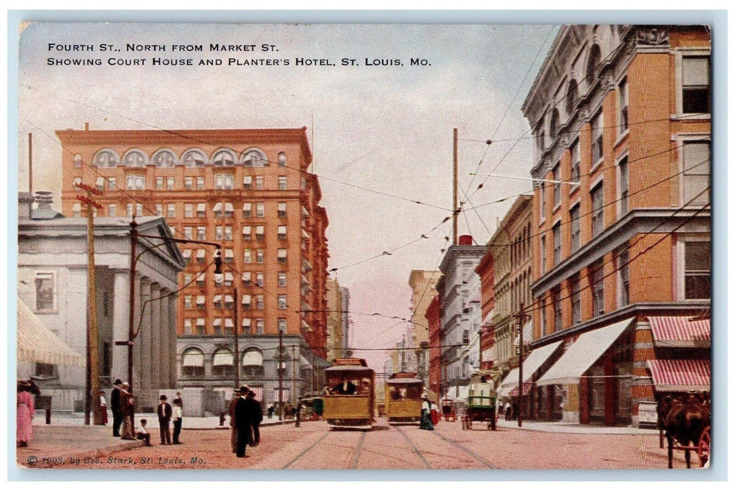 c1910 Fourth St North From Market St Court House St Louis Missouri MO Postcard