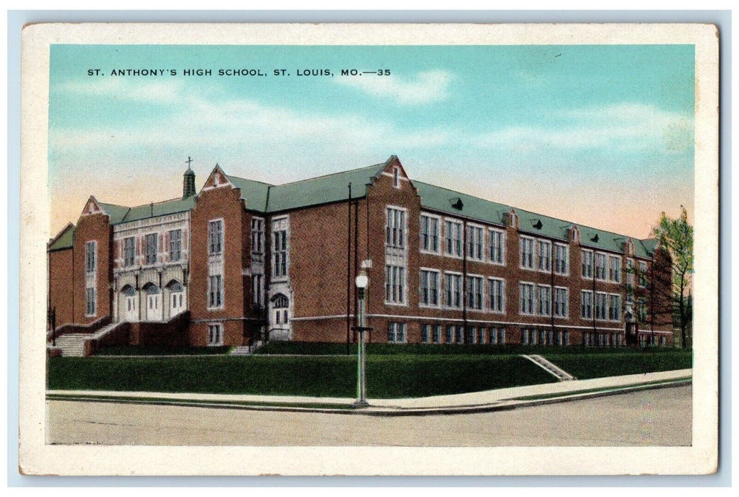 1910 Exterior View St Anthony High School Building St Louis Missouri MO Postcard