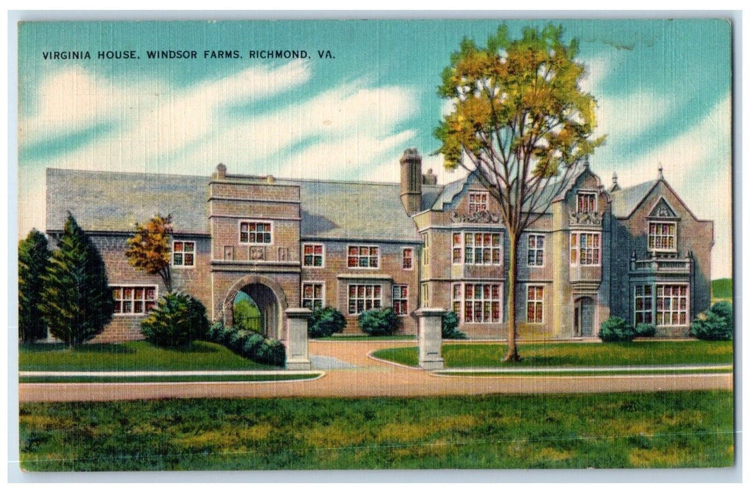 c1940 Virginia House Windsor Farms Exterior Building Richmond Virginia Postcard