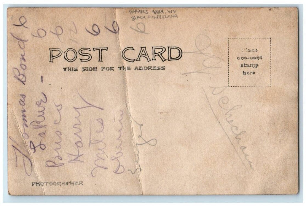 c1905 Black Americana Band Instruments Harpers Ferry WV RPPC Photo Postcard