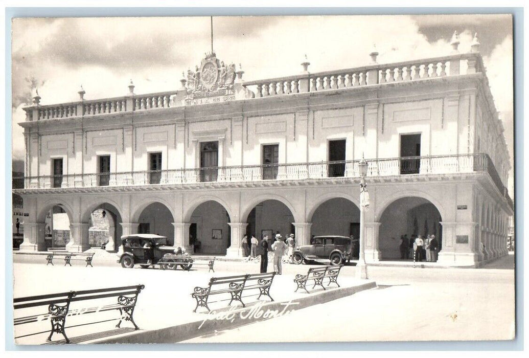 c1940's Plaza Principal Building View Monterrey Mexico RPPC Photo Postcard