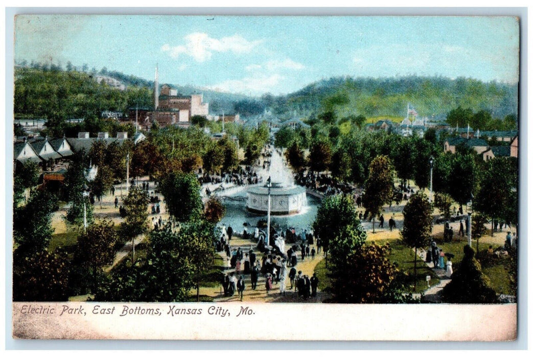 c1905 Birds Eye View Electric Park East Bottoms Kansas City Missouri MO Postcard