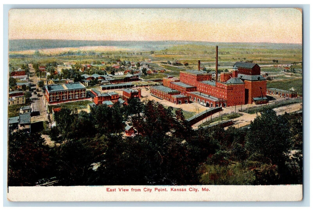 c1910 East View From City Point Kansas City Missouri MO Vintage Antique Postcard