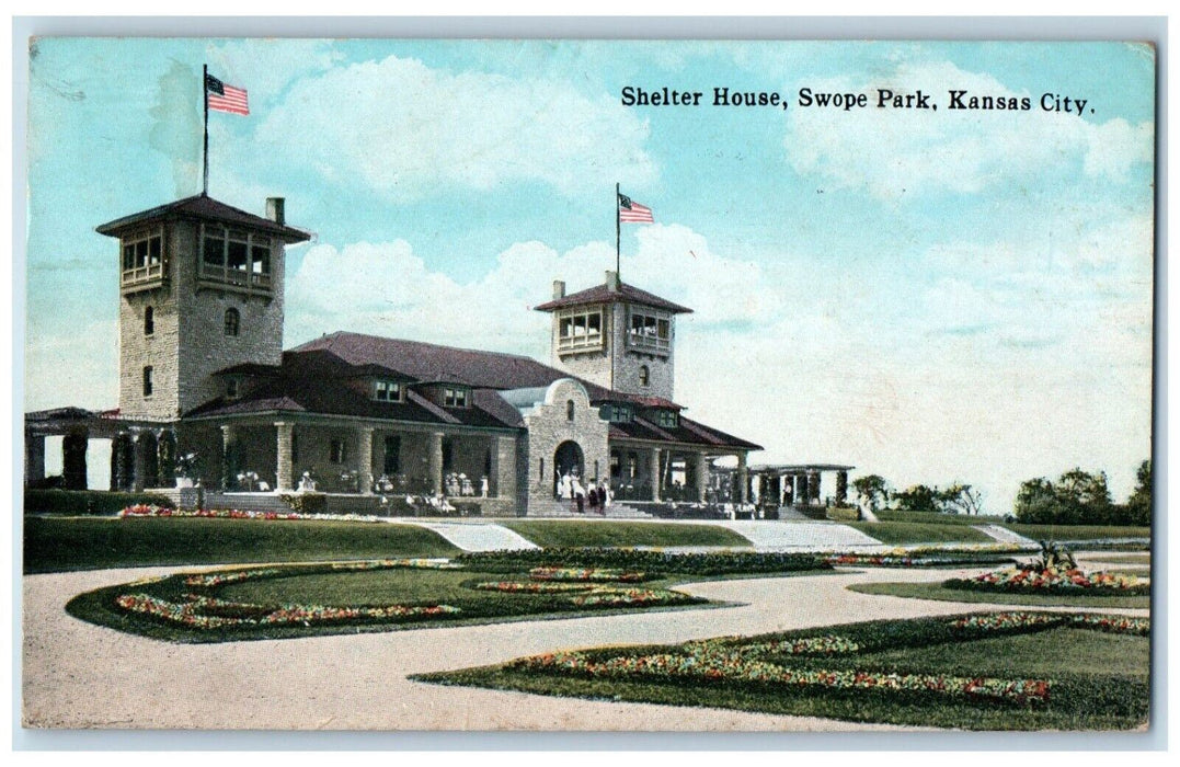 1911 Shelter House Building Swope Park Kansas City Missouri MO Antique Postcard