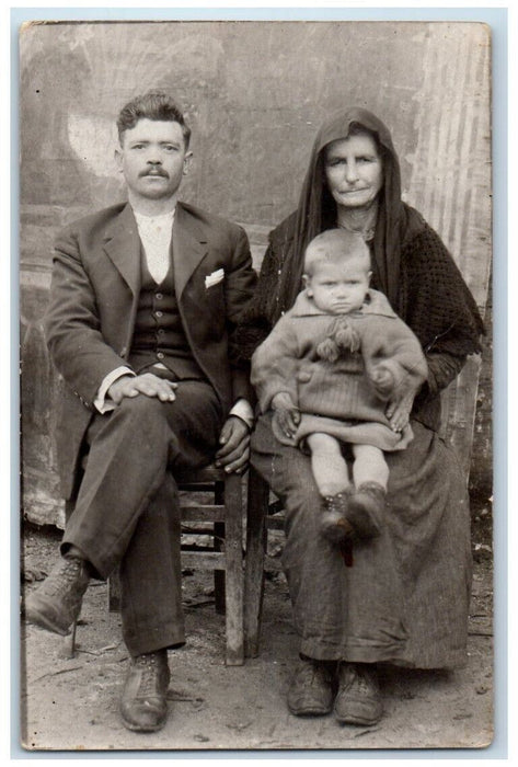 1928 Family Man Woman Child Boy Sierra Leone West Africa RPPC Photo Postcard