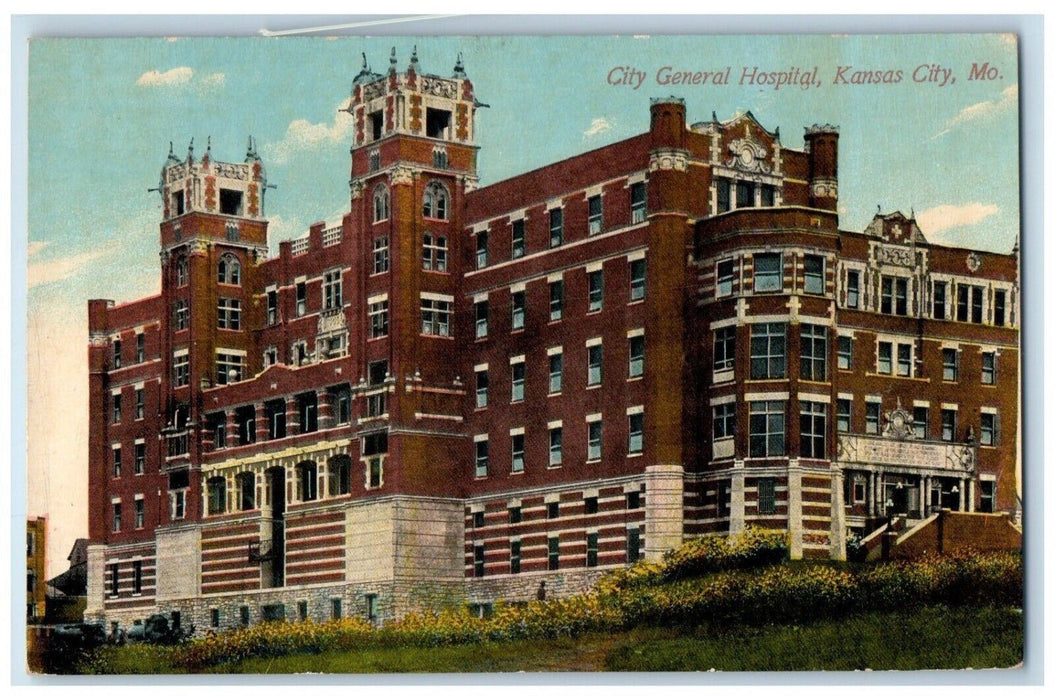 c1910 Exterior City General Hospital Building Kansas City Missouri MO Postcard