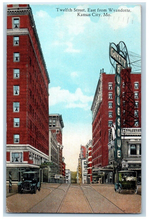 1927 Twelfth Street East From Wyandotte Kansas City Missouri MO Antique Postcard