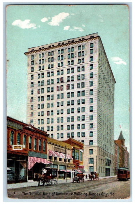 c1910 National Bank Commerce Building Kansas City Missouri MO Vintage Postcard