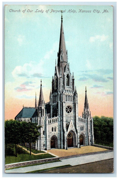 c1910 Church Our Lady Perpetual Help Kansas City Missouri MO Antique Postcard