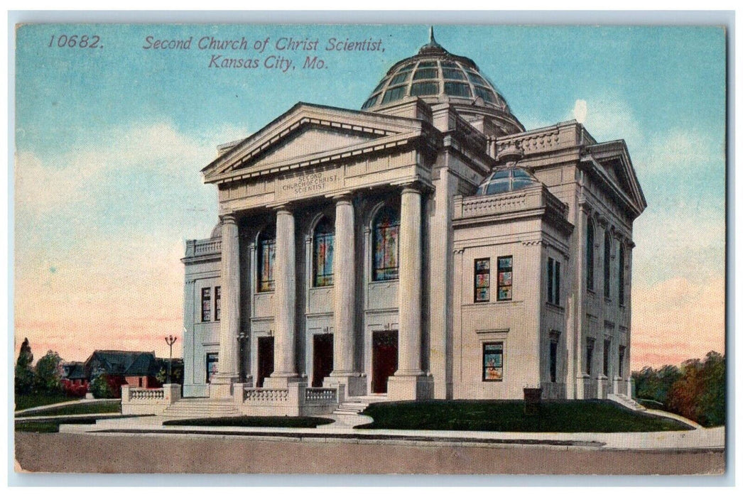 1917 Second Church Christ Scientist Kansas City Missouri MO Antique Postcard