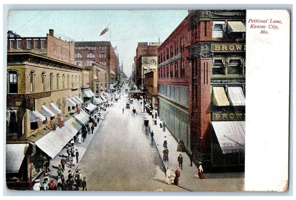 c1905 Birds Eye View Petticoat Lane Street Road Kansas City Missouri MO Postcard