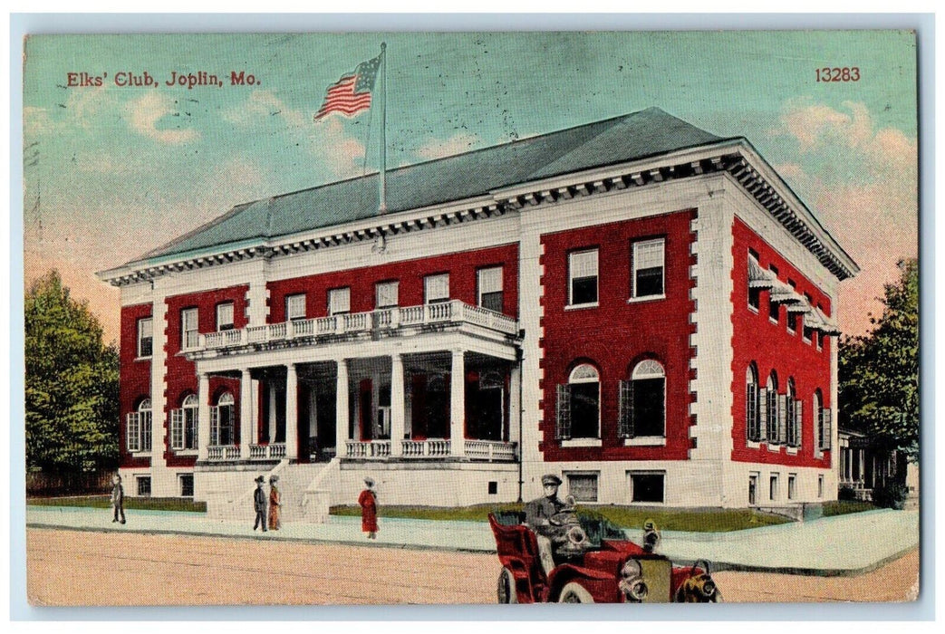 1915 Elks Club Building Street Classic Car Joplin Missouri MO Vintage Postcard