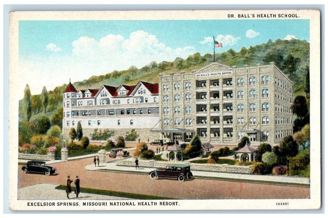c1920 Dr Ball Health School Excelsior Springs National Health Resort MO Postcard