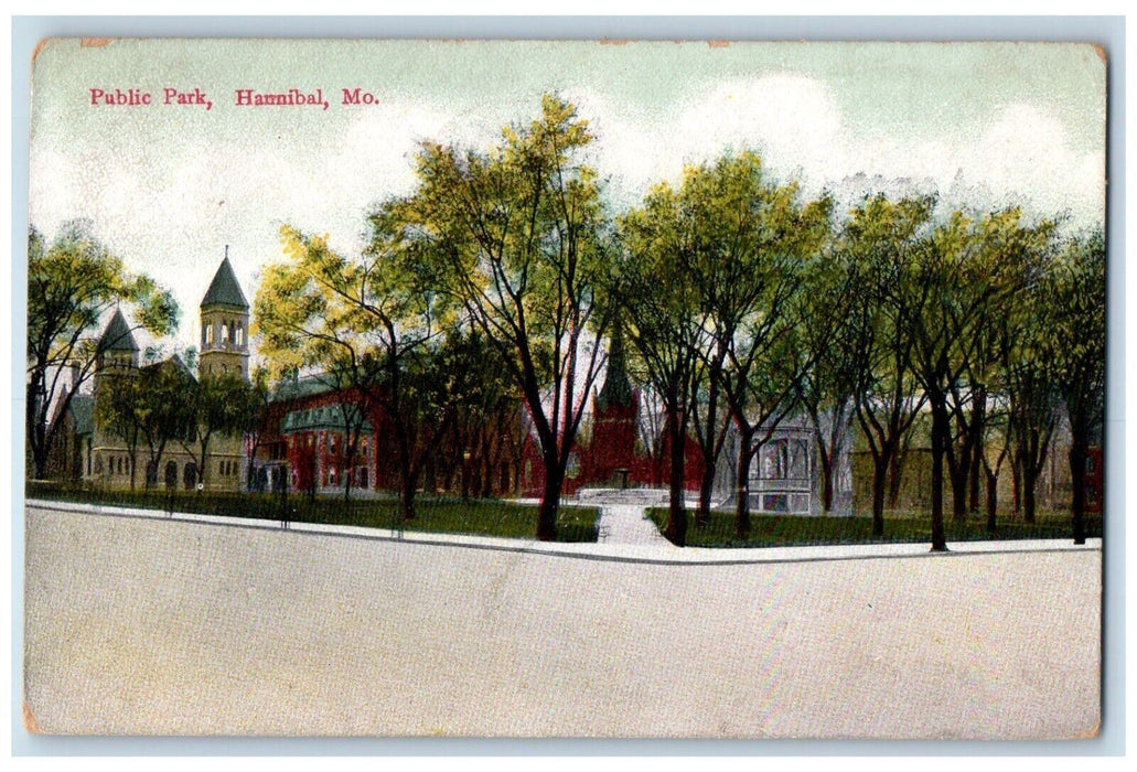 1908 Scenic View Public Park Street Trees Hannibal Missouri MO Vintage Postcard