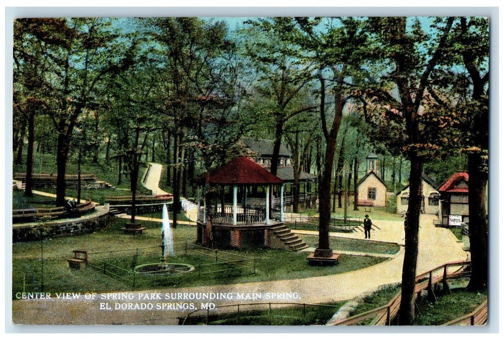 1930 Scenic Center View Spring Park Main El Dorado Springs Missouri MO Postcard