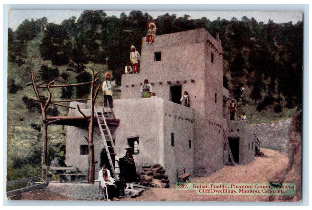 c1910 Indian Pueblo Phantom Canon Ancient Cliff Manitou Colorado CO Postcard