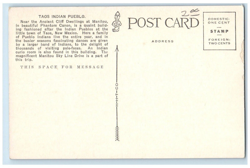c1910 Indian Pueblo Phantom Canon Ancient Cliff Manitou Colorado CO Postcard