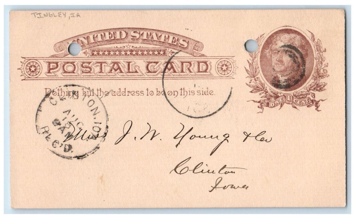 1886 Send Delivered List Lumber Tingley Iowa IA Clinton IA Postal Card