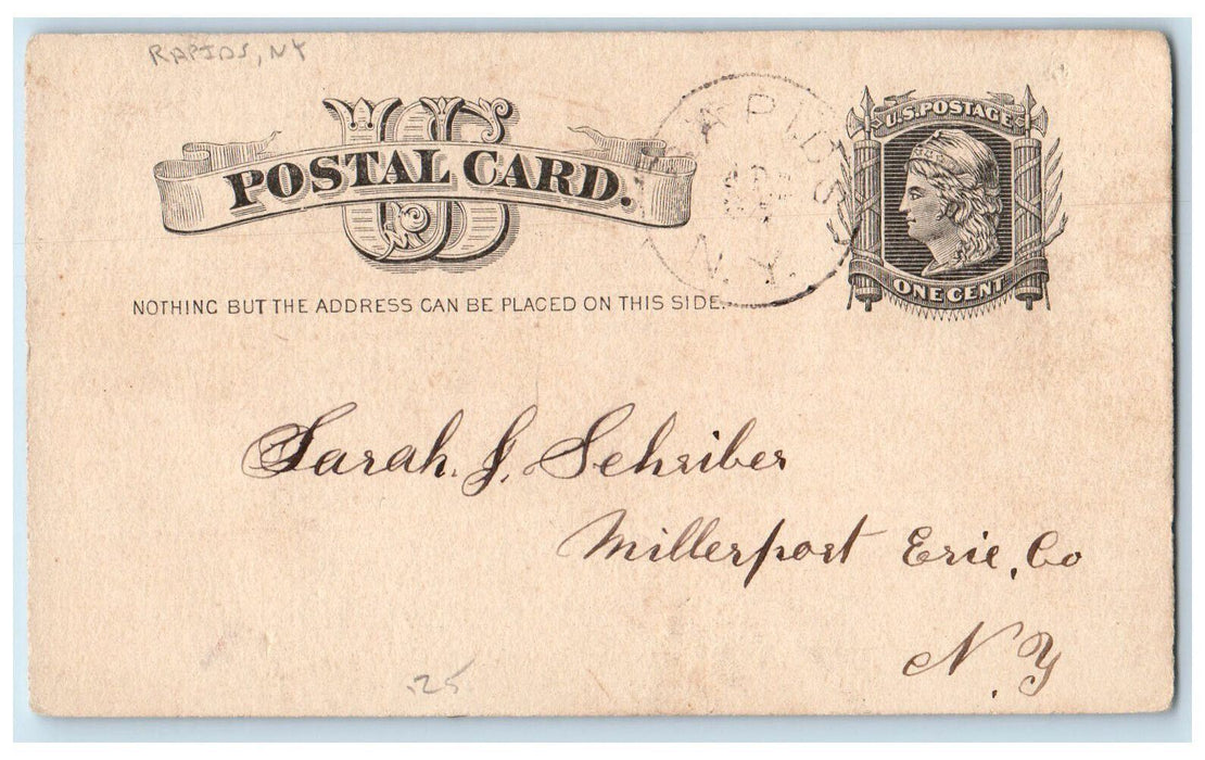 1883 Erie & Niagara County Farmers Assn Board of Directors Rapids NY Postal Card