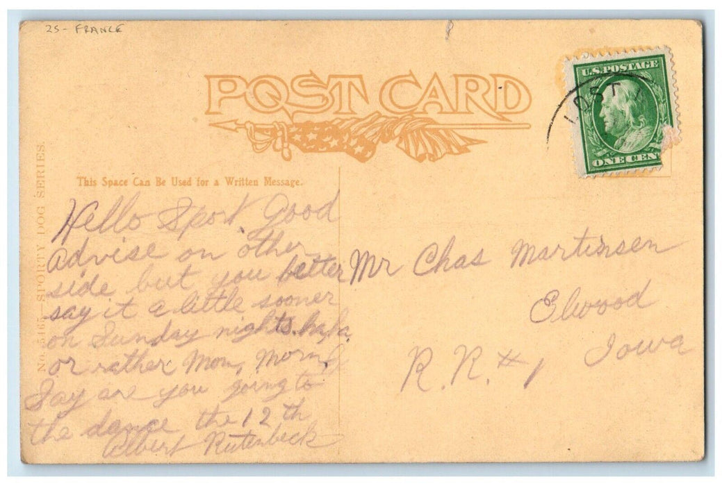 c1910's Anthropomorphic Dog Magician France Elwood Iowa IA Antique Postcard