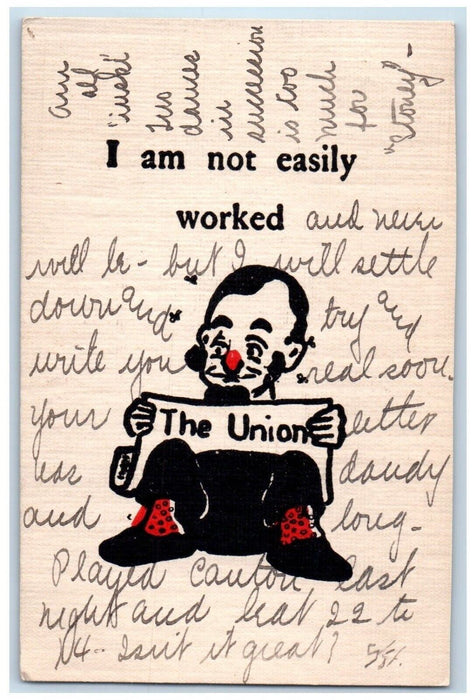 1907 Man I Am Not Easily Worked Union Labor Sioux Falls South Dakota SD Postcard